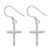 Sterling Silver Simple Dangling Cross Studded Cluster Elegant Earrings Clear CZ