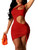 YMDUCH Women's Sexy Sleeveless One Shoulder Cutout Drawstring Bodycon Club Mini Dress Red YMDUCH Women's Sexy Sleeveless One Shoulder Cutout Drawstring Bodycon Club Mini Dress Red