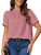 BMJL Women's Work Shirts Business Casual Tops Mock Neck Puff Sleeve Dressy Summer Blouses(M,Red)