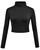 Herou Women Sexy Lightweight Soft High Neck Pullover Tops Black Medium