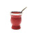 Balibetov [NEW] Leather & Glass Yerba Mate Gourd set (Mate cup) with Yerba Mate Bombilla (straw) RED