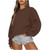 Womens Hoodie,Shacket Women Women Autumn Winter Tops Women'S Long Sleeve Sweatshirt Casual Crewneck Loose Fit Pollover Fleece Tops Sweatshirts With Pockets Christmas Sweaters (5-Brown,XX-Large)