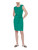 Calvin Klein Womens Green Stretch Pleated Belted Pullover Styling Sleeveless Asymmetrical Neckline Above The Knee Sheath Dress 4