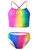 TENVDA Bathing Suit for Girls 3t 4t Rainbow Summer Beach Surfing Halter Two Piece Swimsuit Tankini Sets Swimwear