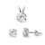 Solitaire Round Earrings Clear Simulated CZ .925 Sterling Silver Pendant Set