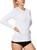 IUGA Rash Guard for Women UPF 50+ SPF & UV Protection Clothing Long Sleeve Shirts for Women with Pockets Hiking Swim Shirt White