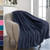 PAVILIA Plush Sherpa Throw Blanket for Couch Sofa | Fluffy Microfiber Fleece Throw | Soft, Fuzzy, Cozy, Lightweight | Solid Navy Blue Blanket | 50 x 60 Inches
