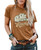 GEMLON Howdy Tshirt Women Western Shirts Rodeo Cowgirl Casual Country Honey Hat Leopard T-Shirt Summer Retro Tees Brown M