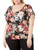 Star Vixen Women's Plus-Size Angel Sleeve Top, Black Ground Floral, 2X