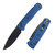 DAOFENG Manual Thumb Studs Open Bugout Lightweight Pocket Knifes Drop-Point Satin Finish Blade Glass Reinforced Nylon Grivory Handle EDC Axis Lock Folding Knife With Belt Clip (Blue Handle)