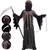 Grim Reaper Costume for Kids Phantom Halloween Costume with Creepy Red Glowing Eyes, Gloves, Scythe included