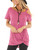 TEMOFON Women Cold Shoulder Tops: Summer Short Sleeve Shirts Casual Twist Knot Blouse T-Shirt Pink S