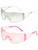 TIANYESY Y2K Sunglasses For Women Men Fashion Shield Rimless Wrap Around Sunglass Gradient Lens Trendy Oversize Sun Glasses (Silver+Pink)