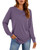 YSYOKOW Womens Long Sleeve T Shirts Casual Tops Dressy Fashion Blouses Tunics for Leggings(Purple, Large)