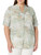 Calvin Klein Women's Plus Size Essential Crew Neck Long Roll Tab Sleeve Blouse, Celadon Combo