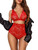 Avidlove Sexy Lingerie for Women High Waist Bra and Panty Set Strappy Babydoll Bodysuit Carmine Red