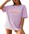 MOUSYA Florida Letter Print Tee Shirt Women Oversized t Shirts Beach Shirts Vacation Clothes Summer Vacation Tee Purple