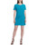 DKNY Womens Blue Short Sleeve Jewel Neck Mini Shift Wear to Work Dress Size S