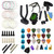 Yissone 66pcs Acoustic Guitar Parts Guitar Strings Tuner Capo Picks Pick Holder Pins