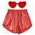 Girls Red Metallic Shorts Hot Short Pants Shiny Sparkly Spandex Festival Outfit 4 5 with Heart Shape Sunglass