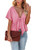 Fanway&EC Women's Short Sleeve V Neck Blouses Ruffle Hem Tie Front Crop Tops Lightweight Basic Summer Tops (Pink,Small,Small,US,Alpha,Adult,Female,Regular,Regular)