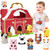 WODMAZ Big Red Barn Toys for 1 2 3 Years Old Boys Girls, Preschool Montessori Learning Toy, Pretend Farm Barn Playset with Farm Animal Finger Puppets & Farmer, Christmas Birthday Gift for Toddlers