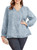 Eytino Women Plus Size Blouse Long Sleeve V Neck Drawstring Loose Casual Chiffon Tops Shirts,1X Sky Blue