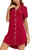 Samring Women's Nightshirt Short Sleeve Button Down Nightgown V-Neck Sleepwear Pajama Dress Red XL Samring Women's Nightshirt Short Sleeve Button Down Nightgown V-Neck Sleepwear Pajama Dress Red XL