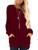 MISFAY Womens Casual Long Sleeve Round Neck Pocket T Shirts Blouses Tunic Sweatshirt Tops With Pocket (L, Burgundy)