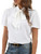 Rooscier Women's Bow Tie Knot Mock Neck Short Sleeve Elegant Workwear Blouse Shirt Top White Large