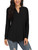Neineiwu Women Casual Split V Neckline Loose Tunic Blouses Long Sleeve Tops (Black L)
