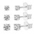 TOPGRILLZ 925 Sterling Silver 4mm 6mm 8mm Basic Stud Earrings Set Round Clear Cubic Zirconia Cartilage Piercing Ear Small Hypoallergenic Earring Jewelry For Women Men Gift (Silver4+6+8MM)