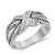 Clear CZ Criss Cross Oxidized Knot Chain Ring Sterling Silver Band Size 9