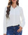 SPRING SEAON Women's Button Down Shirts Causal Collared Blouses Work Office Long Sleeve Chiffon Blouse for Ladies Pure White