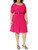 Star Vixen Women's Plus-Size Rouched Elbow Sleeve Skater Dress with Belt, Solid Fuchsia, 1X