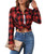 Damipow Lightweight Flannel Shirt Women Long Sleeve Fall Blouse Ladies Casual Top Cute Clothes,Redt91,M