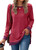 WELINCO Women's Long Sleeve Loose Casual Fall Pullover Side Split Tunic Tops with Pockets Red Large