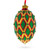 Jeweled Green Ikat on Red Glass Egg Christmas Ornament 4 Inches