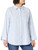 Amazon Essentials Women's Classic-Fit 3/4 Sleeve Poplin Shirt, French Blue Stripe, XX-Large