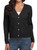 FREEOAK Black Sweaters for Womens Fall Fashion 2023 Long Sleeve Cardigan Sweaters Open Front Button Down Cardigan for Women Winter Fall Casual Sweaters Black-M