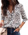 Avanova Women's Casual Leopard Print Tops Blouse V Neck Long Sleeve Button Down Shirt (L, 1 White)