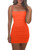 Mizoci Women's Sexy Sleeveless Ruched Spaghetti Strap Bodycon Mini Club Party Dress,Small,Orange