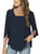 TAOHUADAO Womens 2023 Summer Casual Square Neck Loose Tunic Top for leggings 3/4 Sleeve Chiffon Blouse Shirt Tops 2X-Large, Navy Blue