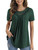 a.Jesdani Plus Size Blouses for Women Summer Short Sleeve Tops O-Neck Lace Pleated Tunic Blouse Shirts Dark Green, 2X