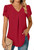 Anyally Womens Summer Dressy Chiffon Blouses V Neck Petal Short Sleeve Tunic Tops for Leggings Casual T-Shirts, XL Red