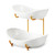 HOMKULA Fruit Bowl for Kitchen Counter - 2 Tier Ceramic Serving Bowls with Metal Stand, Tiered Fruit Basket for Fruit Vegetable Storage, Snack, Nuts, Cake, Dessert (Gold&White)
