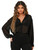 Verdusa Women's Button Front Long Sleeve Drop Shoulder Sheer Mesh Blouse Shirt Top Black XL