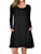 AUSELILY Women's Solid Plain Long Sleeve Pockets Casual Swing T-Shirt Dresses(L,New Black)