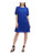 DKNY Womens Blue Stretch Textured Sheer Lined Elbow Sleeve Crew Neck Above The Knee Party Shift Dress 4