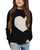 Batermoon Girls' Pullover Sweaters Long Sleeve Cute Heart Pattern Crewneck Knit Jumper Tops Black